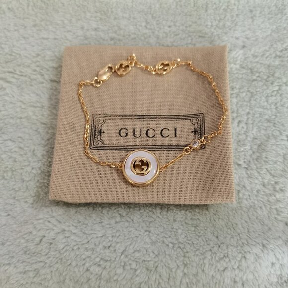 Gucci White Onyx Interlocking Bracelet - Picture 1 of 8